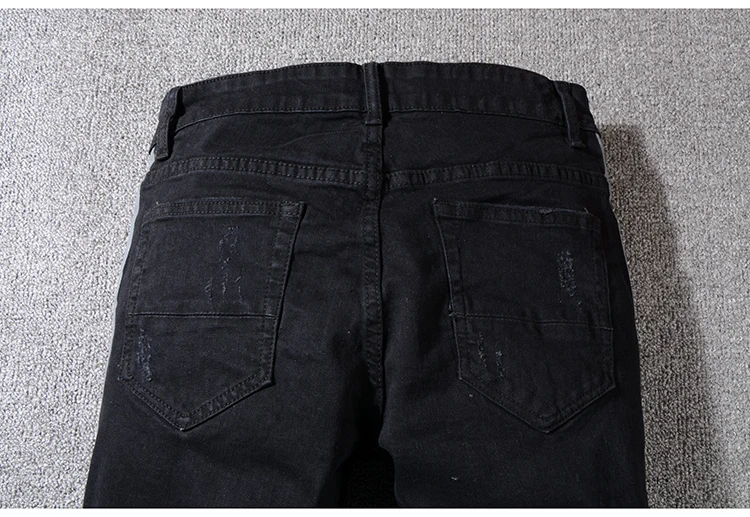 Sokotoo Для мужчин slim fit в полоску в стиле пэчворк черный стрейч деним рваные джинсы мода плюс размер Проблемные обтягивающие штаны