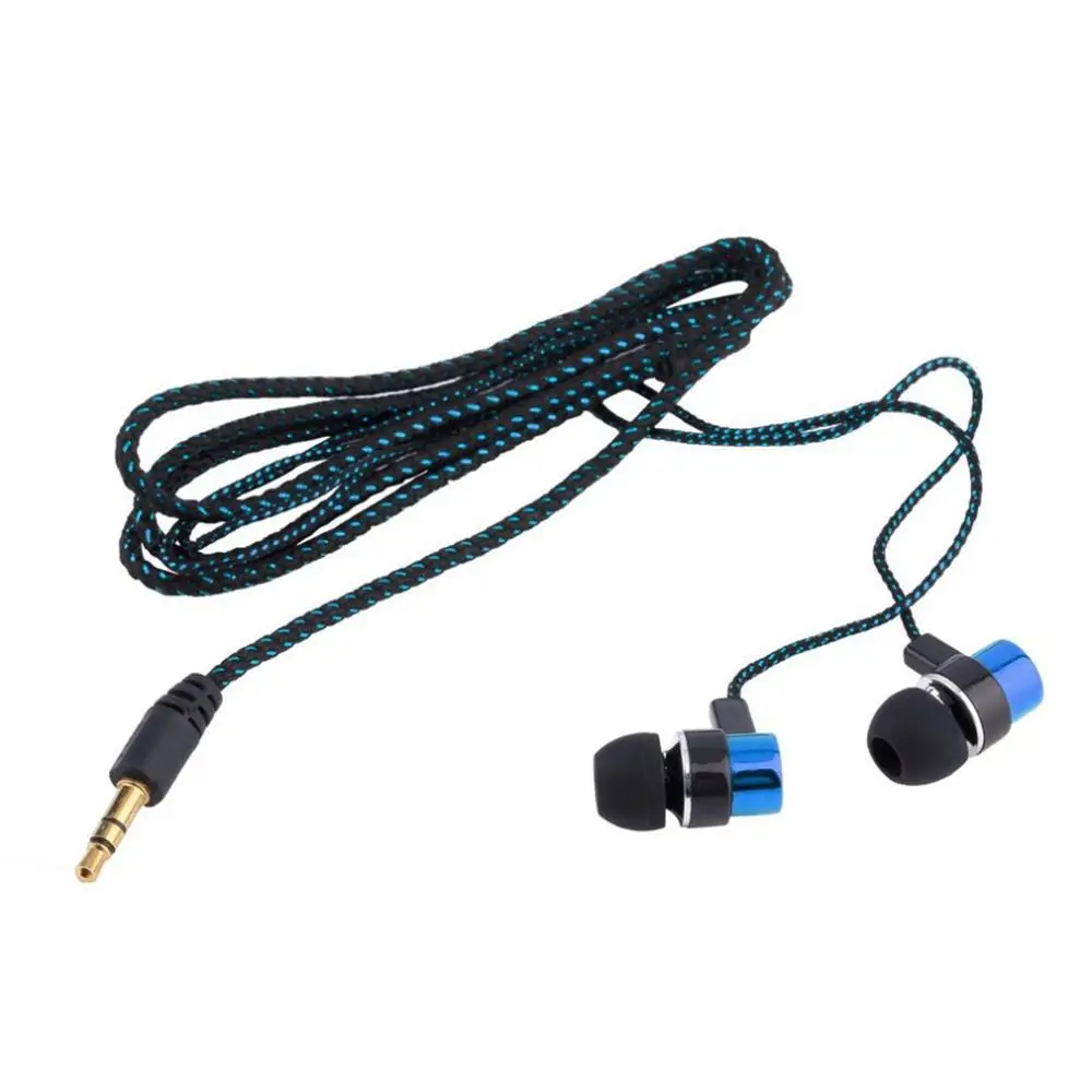 blue Наушники с оплеткой, супер бас, музыкальные наушники, Hi-Fi стерео наушники, шумоизолирующие спортивные наушники с микрофоном - Цвет: blue