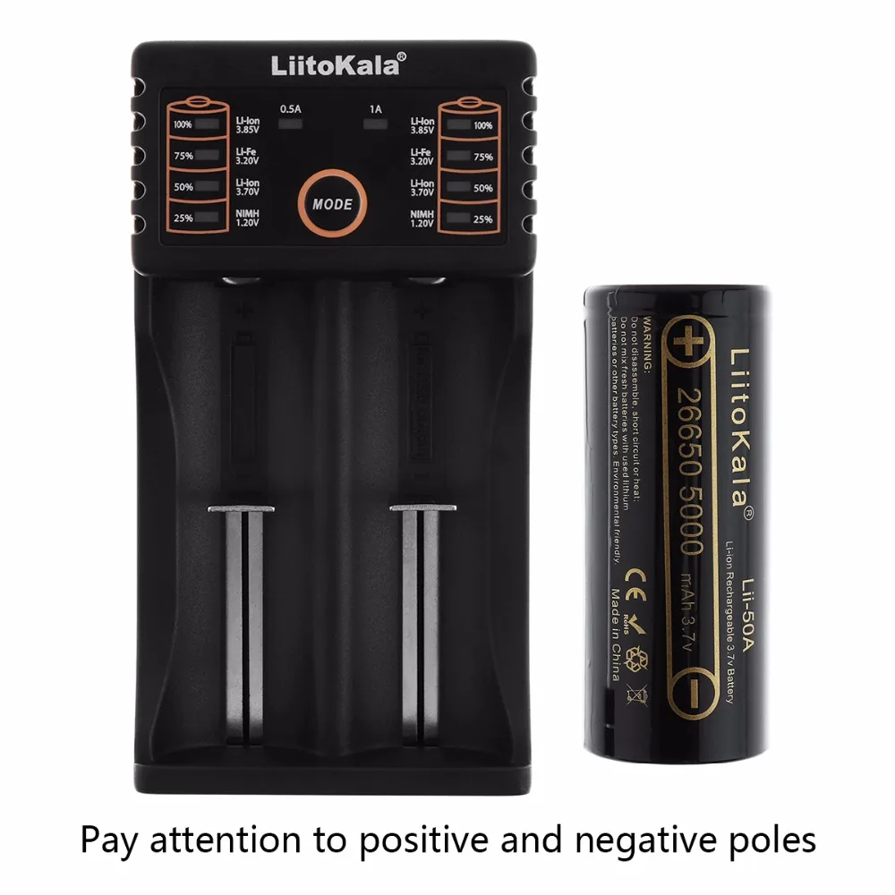 Liitokala Lii-202 зарядное устройство 2 шт HK Liitokala Lii-50A 26650 5000 мАч аккумуляторная батарея для фонарика, 40-50A скачать