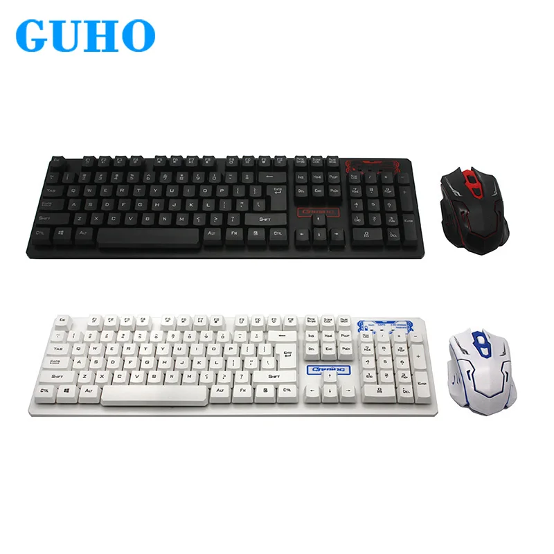 GuHo Беспроводной клавиатура Мышь комплект Gaming Keyboard 2 4 ГГц 1600 Точек на дюйм игровых