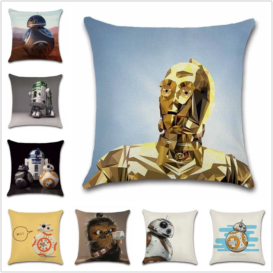 

Robot Cartoon Baby Printed cushion cover Polyester Linen Pillow case sofa Chair Decoration for home kids boy room friend gift