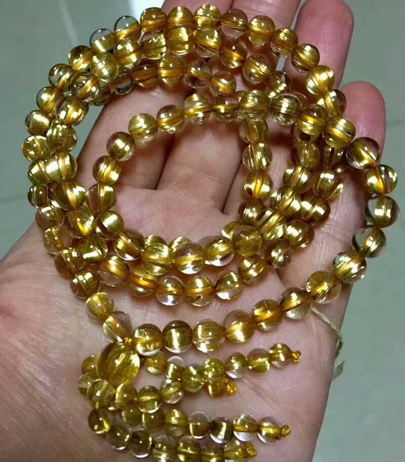 7 мм натуральный Золотой рутилированный кварцевый браслет для женщин