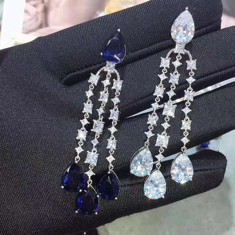 Be8 брендовые элегантные аксессуары синие серьги-капельки из фианита серьги