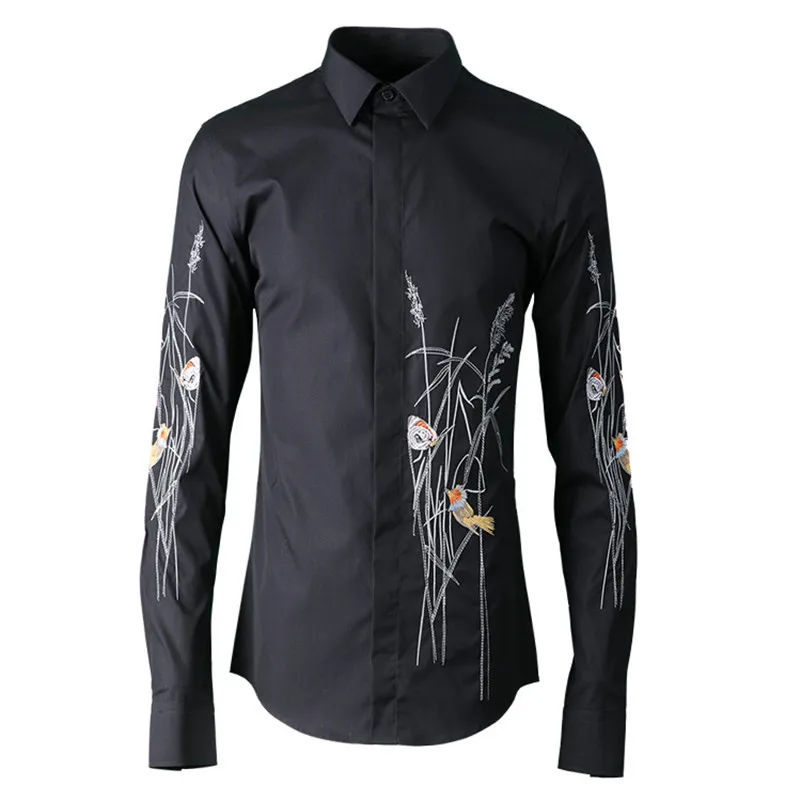 

Italy New long-sleeved cotton shirt men high-end brand casual shirt mens solid black business shirts male tops overhemd camisa