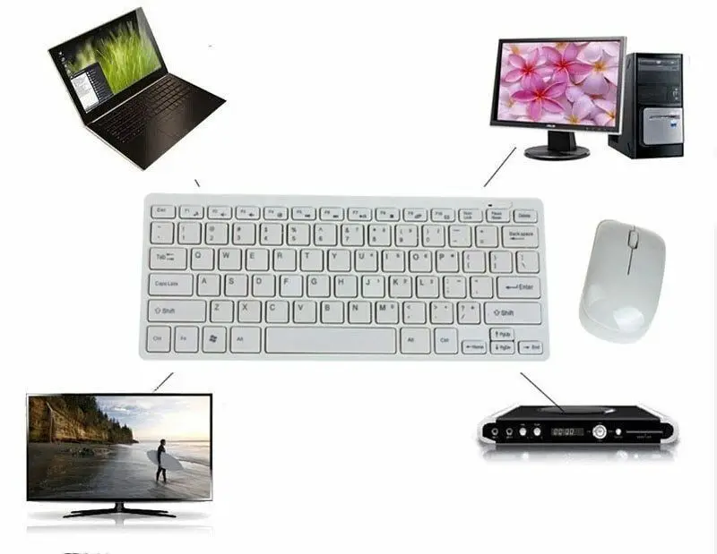 2 4G мини беспроводная клавиатура и оптическая мышь комбо черный/whit для Samsung Smart TV