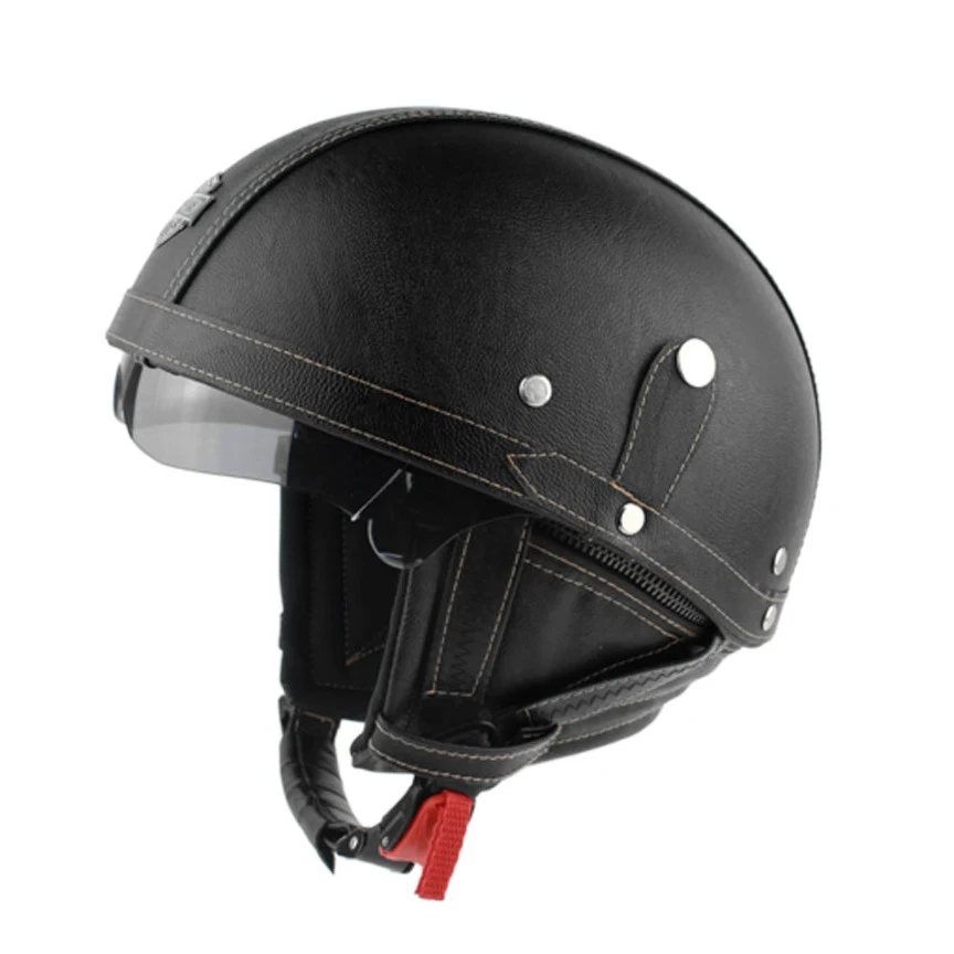 Кожаный винтажный мотоциклетный шлем Vespa с полуоткрытым лицом и воротником|helmet