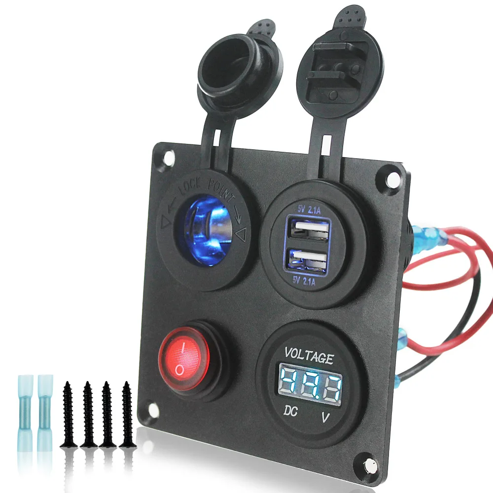 Водонепроницаемый 12В 24В синий светодиод морской лодки автомобиля RV вольтметр