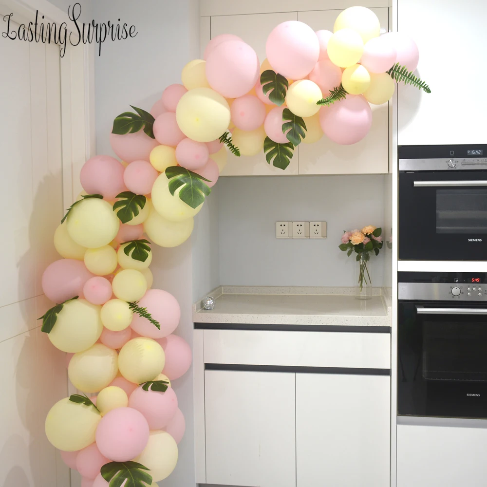 133 шт. воздушный шар гирлянда арочный Комплект Макарон розовый и желтый латекс