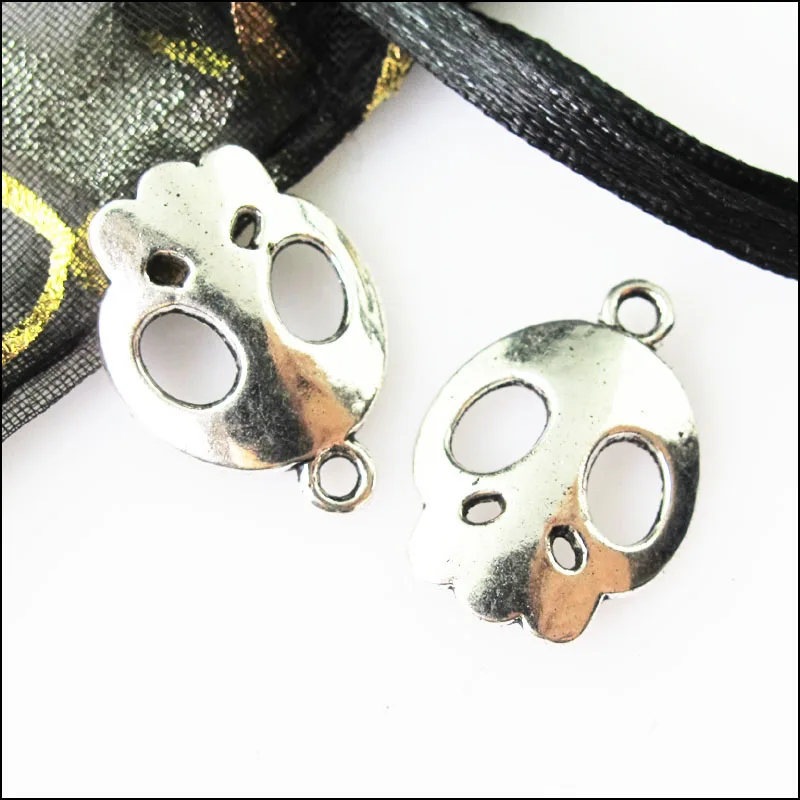 20 шт. старину Серебряный Цвет Хэллоуин гладкая подвески черепа 15x21mm|halloween pendants|silver