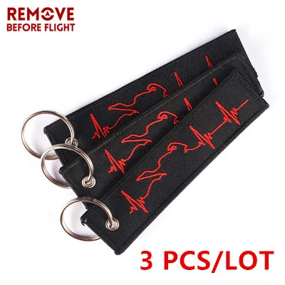 3 PCS Байкерская цепочка для ключей с сердцебиением, модный брелок для мотоцикла, ювелирное изделие, брелок с вышивкой для автомобиля, брелок для мотоцикла, 3 шт./лот - Название цвета: 3 PCS