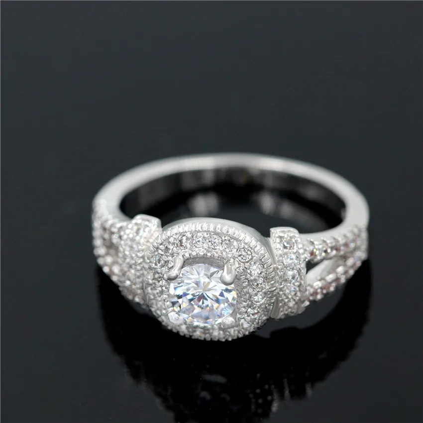US STOCK Uloveido 15%Off Wedding Rings for Women Silver Color Crystal Ring with Stone Vintage Jewelry Gift Y133 | Украшения и