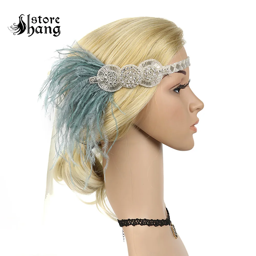 Винтажный режущий 20s головной убор арт-деко 1920s Gatsby Flapper головная повязка с пером
