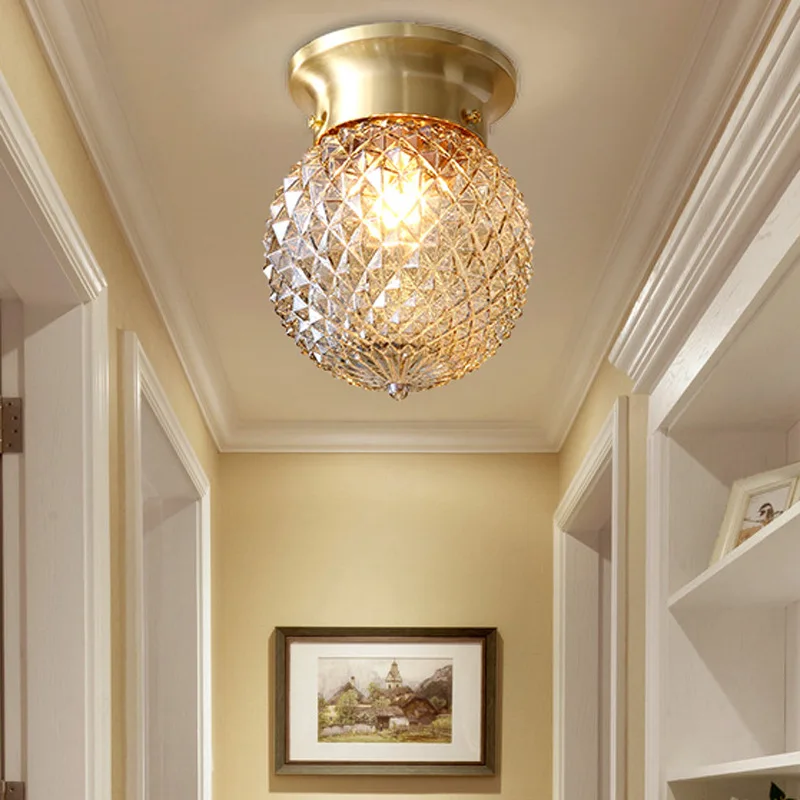 Скандинавский медный стеклянный абажур Подвесная лампа для коридора