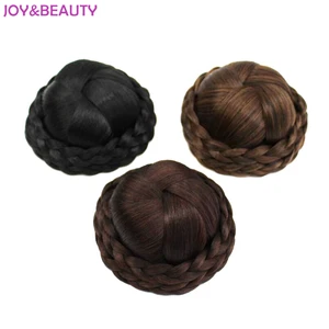 JOY&BEAUTY Hair Braided Clip In Hair Bun Chignon Hairpiece Donut Roller Bun Hairpiece Hand Knitting 