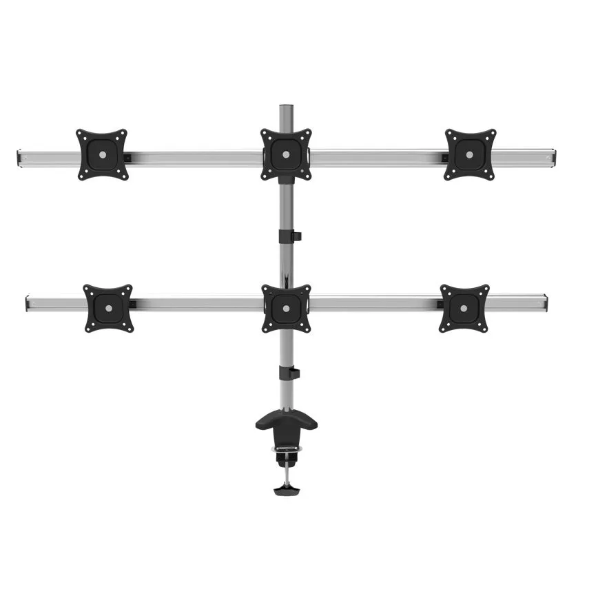 Aluminum Alloy Full Motion Rotating 6Screen 15&quot-27&quot LCD LED Monitor Holder Desktop Clamping Mount Flexible Display Bracket Stand |