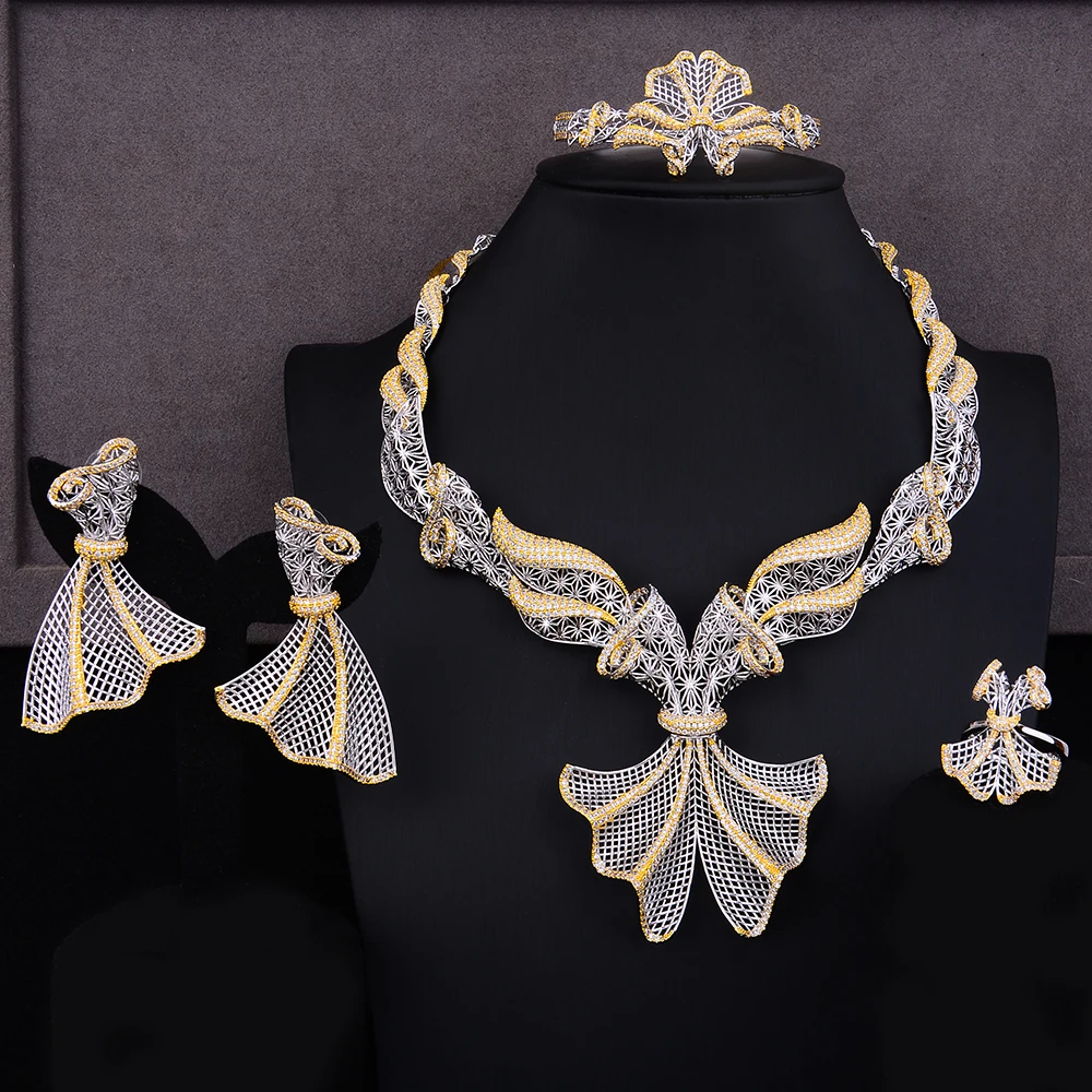 Missvikki элегантный изысканный браслет Открытое кольцо серьги ожерелье набор