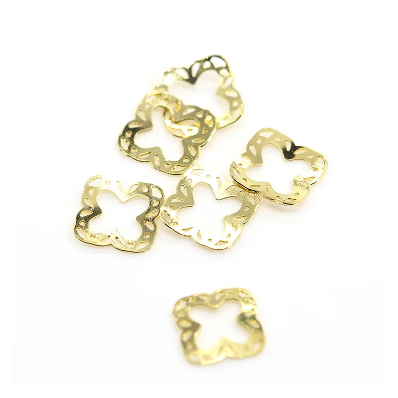 Украшения для ногтей многоцветные блестки красивые металлические полые цветы