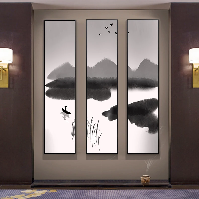 Китайская винтажная художественная живопись Ретро Холст Картина постер 3 шт