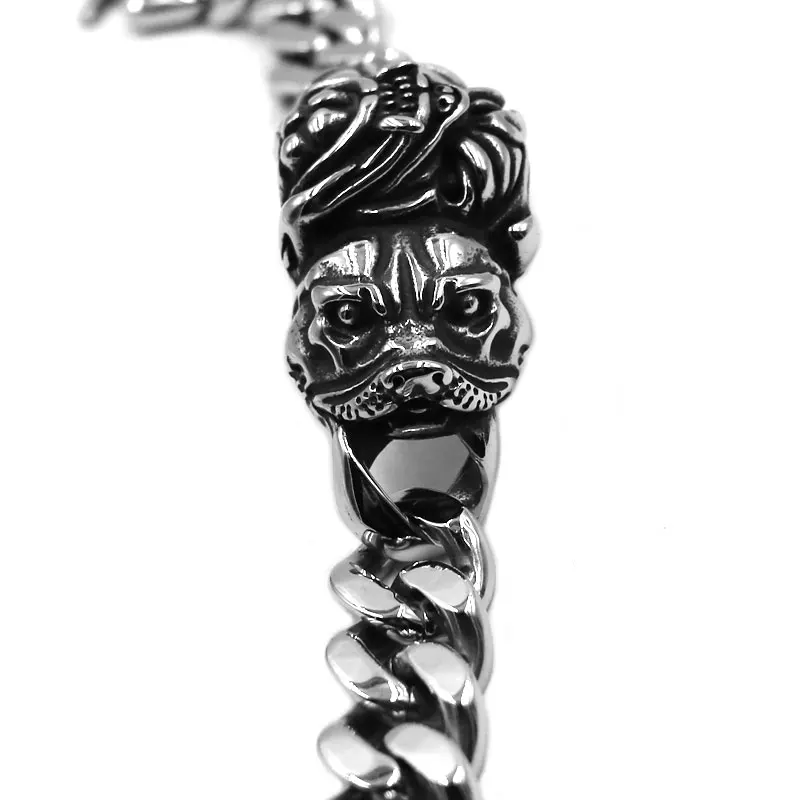 Мужской титановый браслет из нержавеющей стали с изображением собаки в стиле