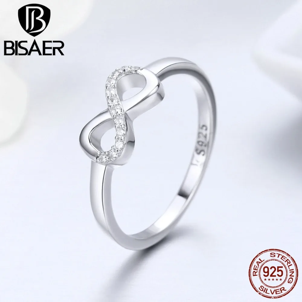 BISAER, распродажа, 925 пробы, серебро, Бесконечная любовь, навсегда, бесконечность, женские кольца для женщин, обручальные ювелирные изделия, Anel S925 ECR332