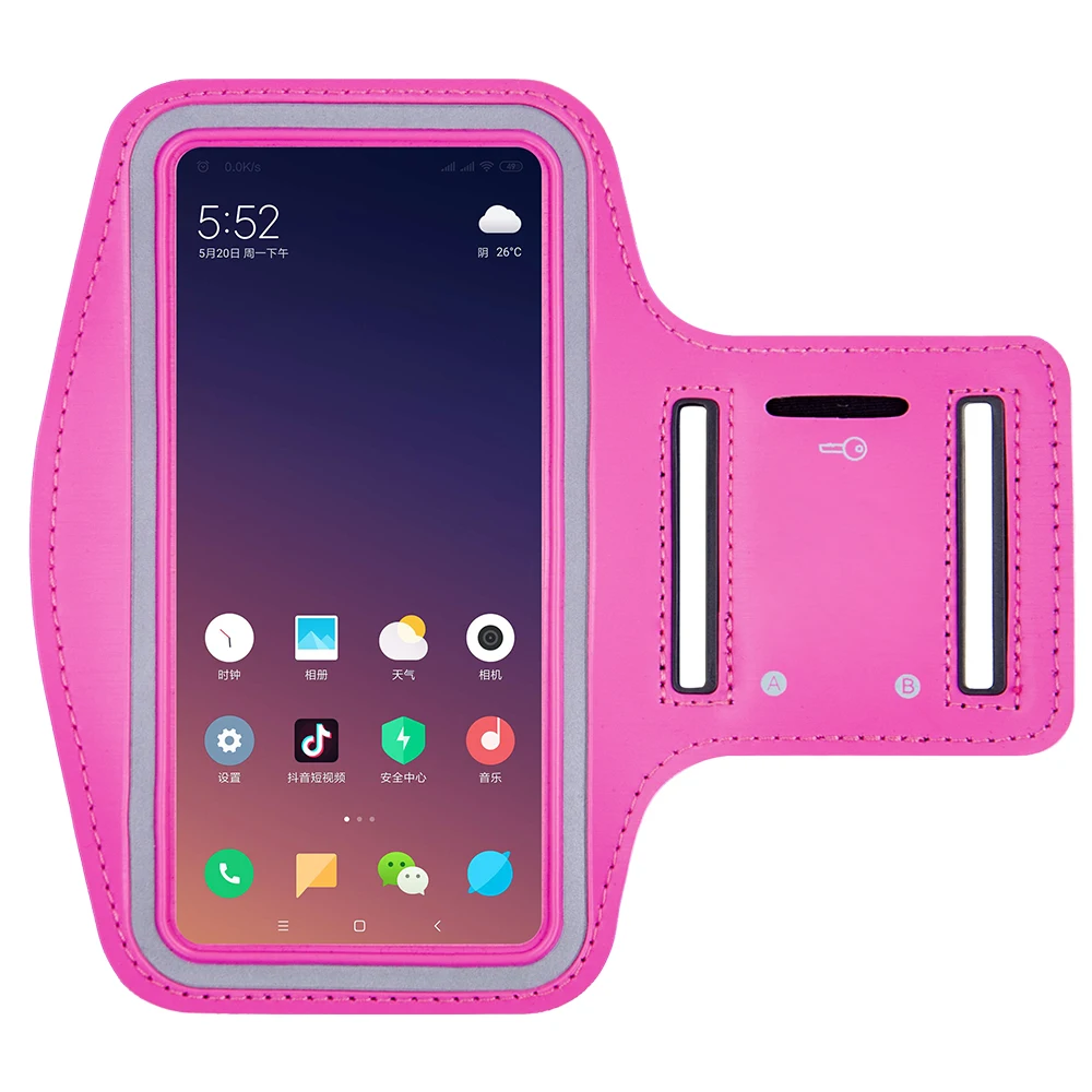 Спортивная сумка на руку браслет унисекс для Redmi k20pro note 8 7 Pro mi9se 8 7 6 Сумка для бега сумка на руку для мобильного телефона универсальный чехол для улицы - Цвет: Rose