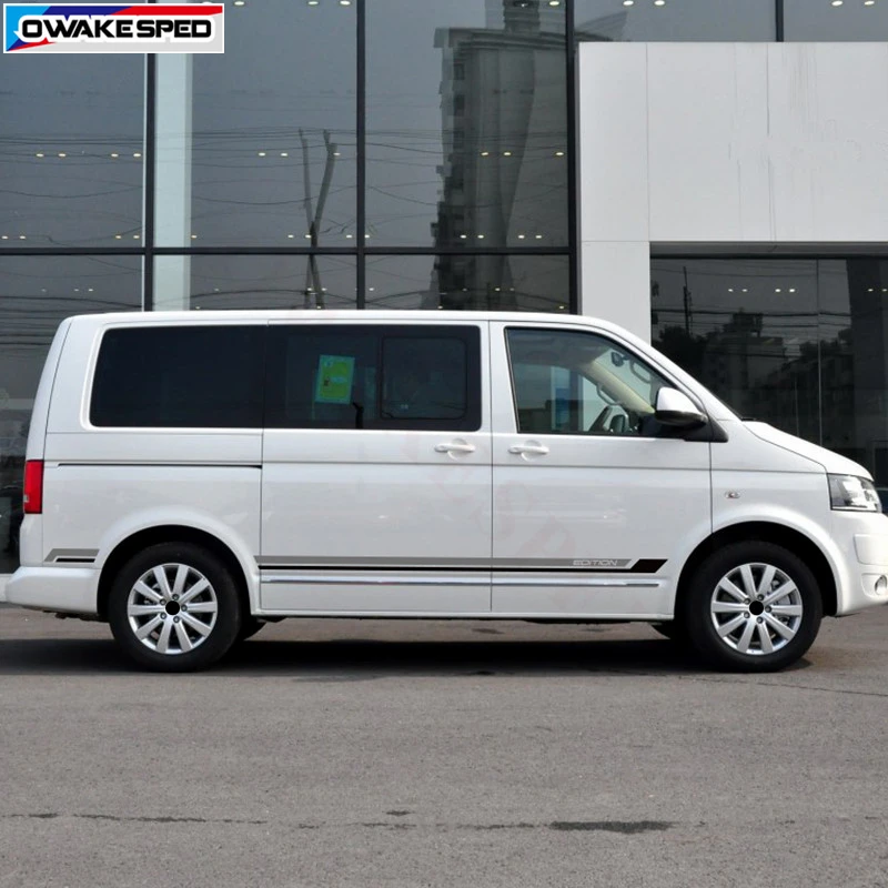 Для Volkswagen Multivan T5 T6 California Edition Авто Боковая юбка в полоску Автомобильная виниловая наклейка на заказ наклейки для украшения кузова автомобиля
