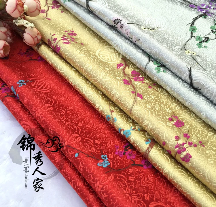 Дамаск plum ткань костюм ханьфу кимоно шелковый атлас COS Tangzhuang Qipao праздничный