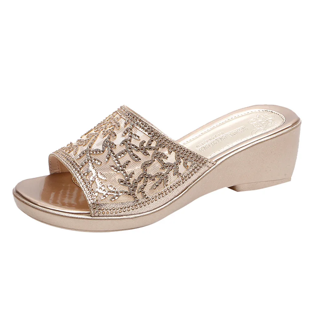 YOUYEDIAN/Летняя обувь женские шлепанцы на танкетке без застежки сетчатые Вьетнамки