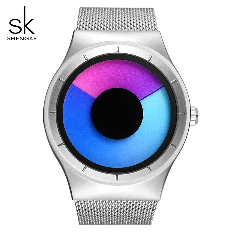 Purple silver Shengke креативные спортивные кварцевые часы для женщин и девушек из нержавеющей стали мужские часы для мальчиков Reloj Mujer SK креативные женские кварцевые часы - Цвет: Purple silver