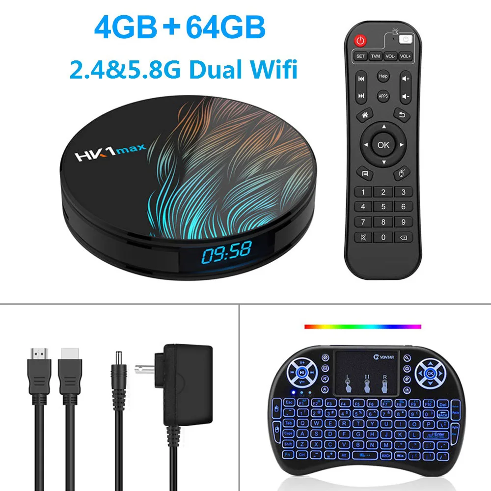 4G64G add backlit i8 HK1 Max Android tv Box Android 9,0 RK3318 Smart tv Box 4 Гб ОЗУ 64 Гб/128 ГБ Youtube 4K H.265 BT4.0 Play store Netflix медиаплеер - Цвет: 4G64G add backlit i8