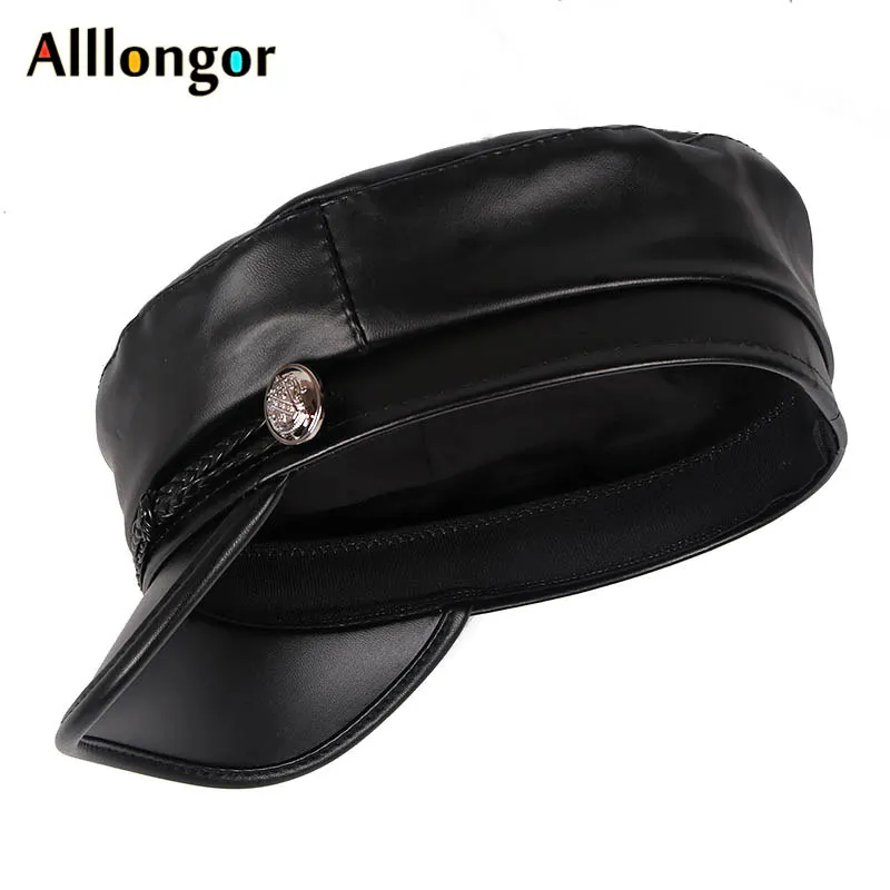 Модная кожаная кепка в военном армейском стиле Осень зима 2020 берет женская шапка