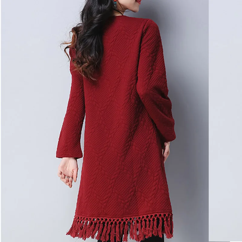 Женское вязанное Хлопковое платье с рисунком перьев джемпер большого размера