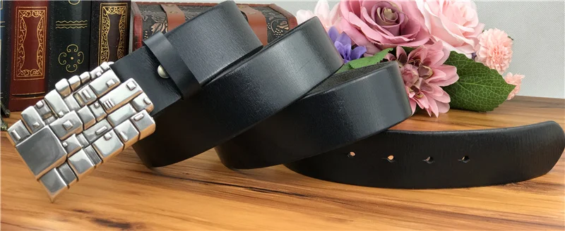 Металлический ремень с пряжками для мужчин, роскошный пояс Ceinture Homme из натуральной кожи, мужские ковбойские джинсы, мужской ремень Riem Wide MBT0590