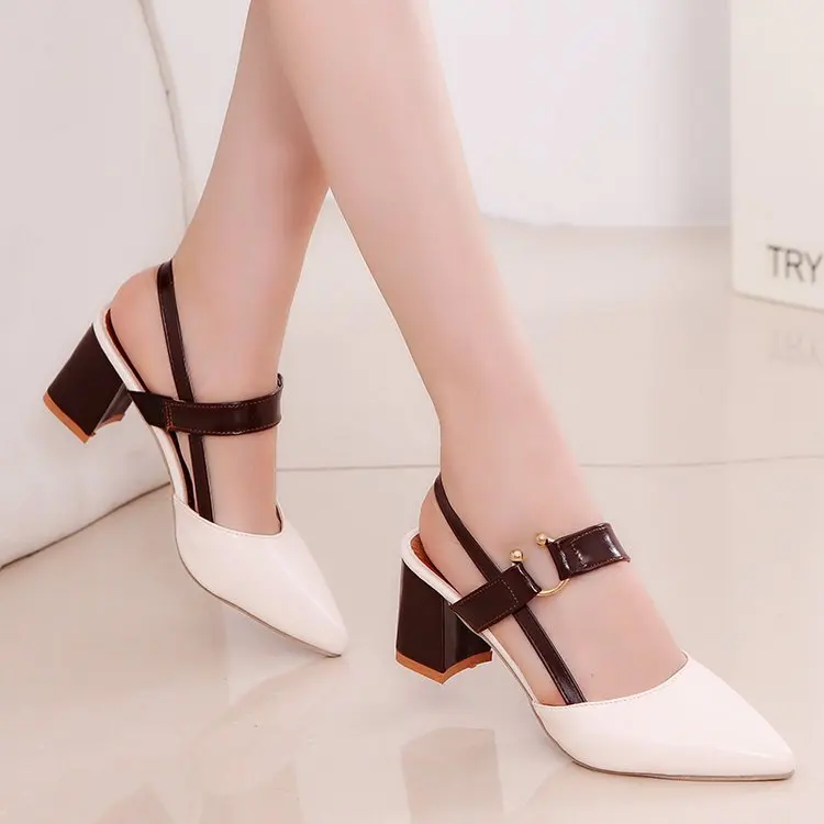 2019 г. Новые популярные корейские модные туфли с острым носком на высоком каблуке