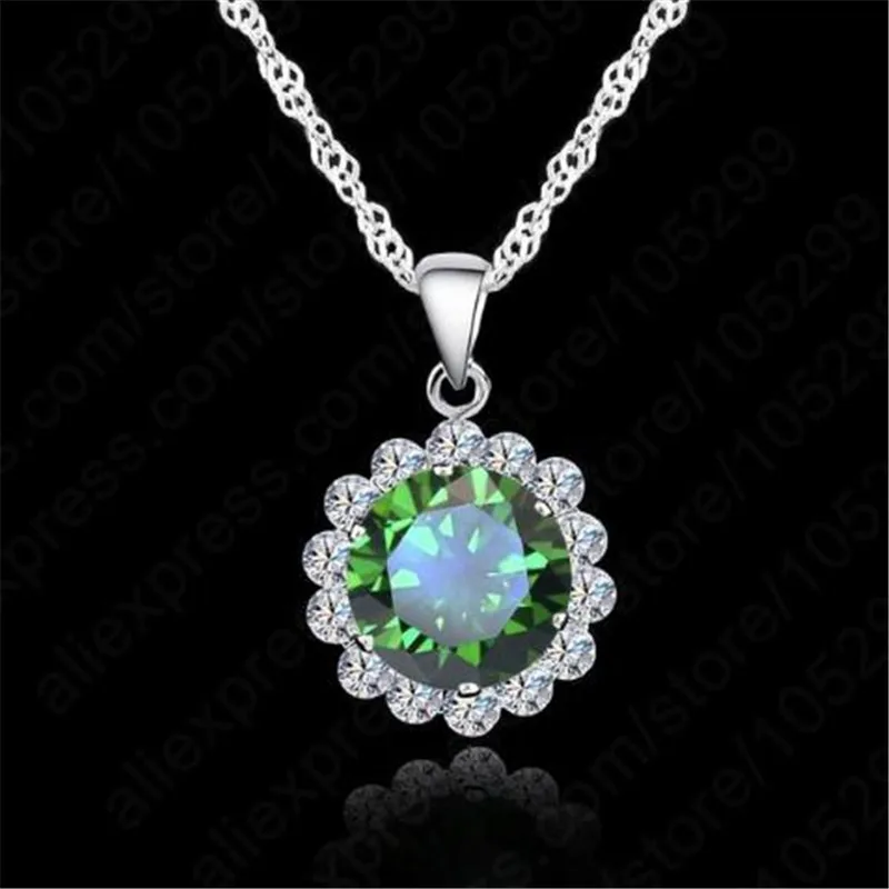 Fashion 925 Sterling Silver Chain Woman Wedding JewelryCubic Zirconia Necklace Pendants Crystal Lovely Necklaces | Украшения и