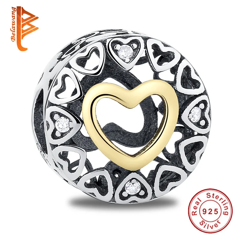 

BELAWANG Gift 925 Sterling Silver Bead Forever Love Openwork Heart Charms Fit Original Bracelet DIY Beads Jewelry Makin