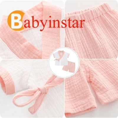 Babyinstar/ г. Новые хлопковые комплекты одежды для маленьких девочек Детская летняя модная одежда Комплекты из 2 предметов Топы+ верхняя одежда