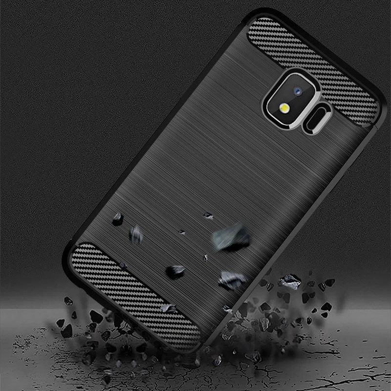 Armor Case For Galaxy J2 Core 2018 Brushed Carbon Fiber Texture Soft Silicone Phone Back Cover SAMSUNG Pure Fundas |