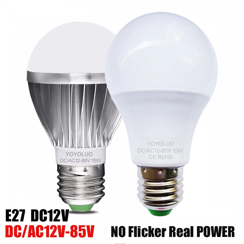 Светодиодный Лампа AC/DC 12V 24V 36V E27 3 Вт 5 Вт 7 Вт 9 Вт 12 Вт 15 Вт охлаждения покрыт алюмопластиком, прожектор SMD2835 коридор огни