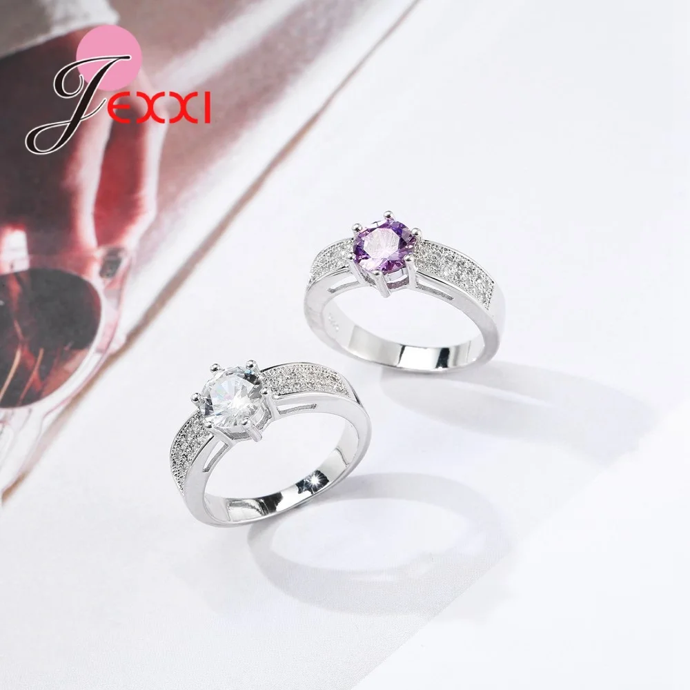 

Hot Sale Wedding EngagementJewelry 925 Sterling Silver Rings Anniversary Cubic Zirconia Crystal Fashion Birthday