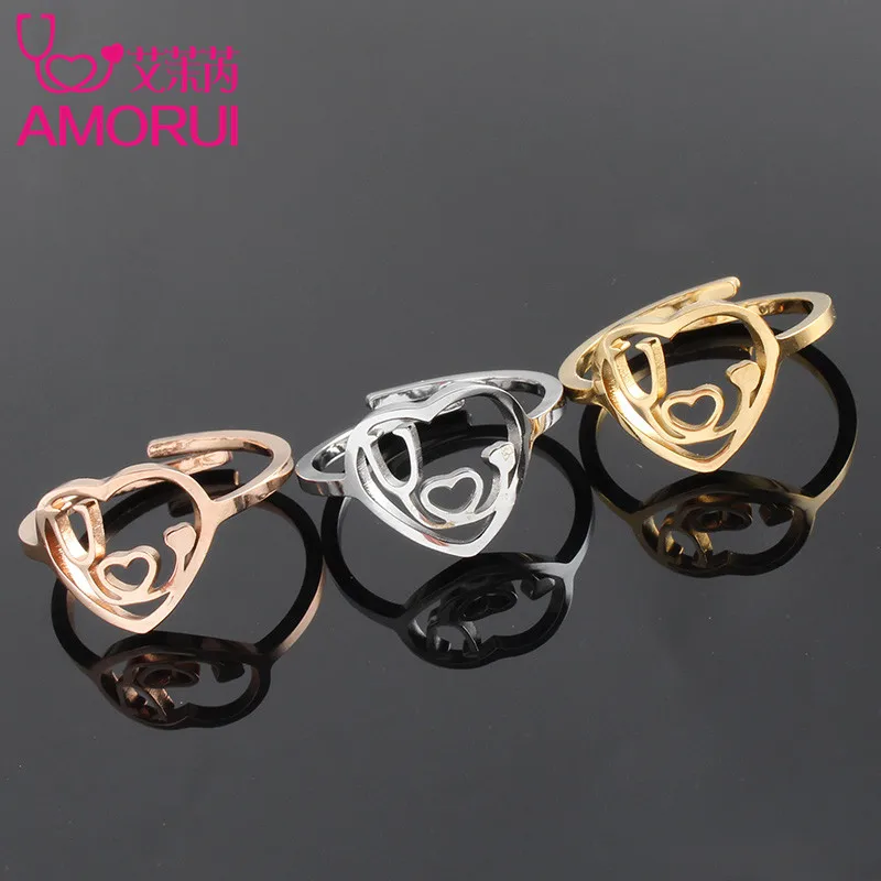 Обручальные кольца AMORUI для женщин кольцо из нержавеющей стали с сердечком и