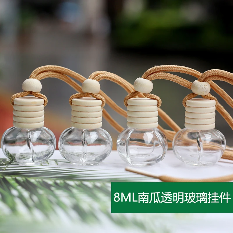 8ml Cute Pumpkin Transparent Glass Car Pendant Perfume Bottle 100PCS/LOT