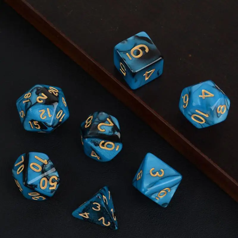 7 шт. набор игральных костей с эффектом туманности покер d& d d4 d6 d8 d10 d% d12 d20 многогранные TRPG игры rpg игры в кости