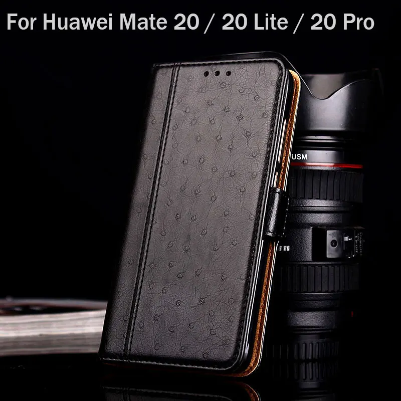Чехол для Huawei Mate 20 Lite Pro роскошный страусиный кожаный чехол с подставкой Модный