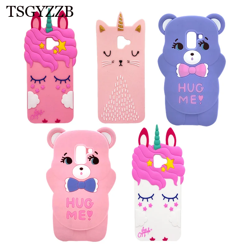 

3D Cute Cartoon Animals Cat Pink Unicorn Bear Case For Samsung Galaxy J6 Plus 2018 J6Plus J610 Silicone Cover Mobile Phone Bags