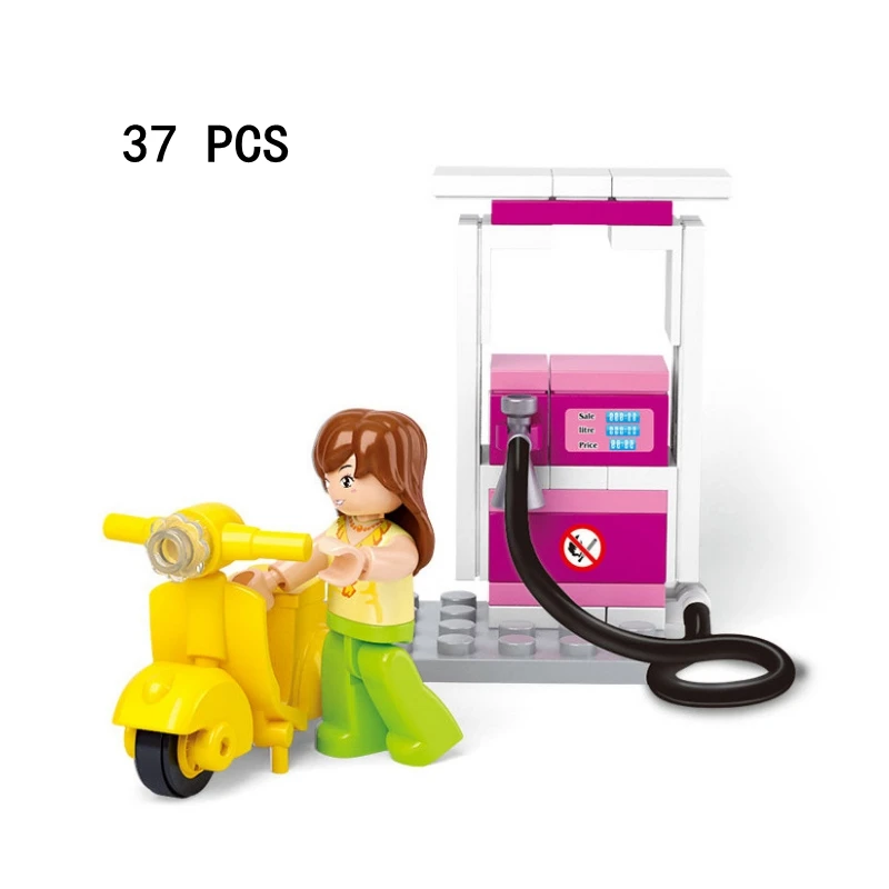 Креативный почтовый офис/ПЭТ/скутер/АЗС набор модель совместима с Legoings