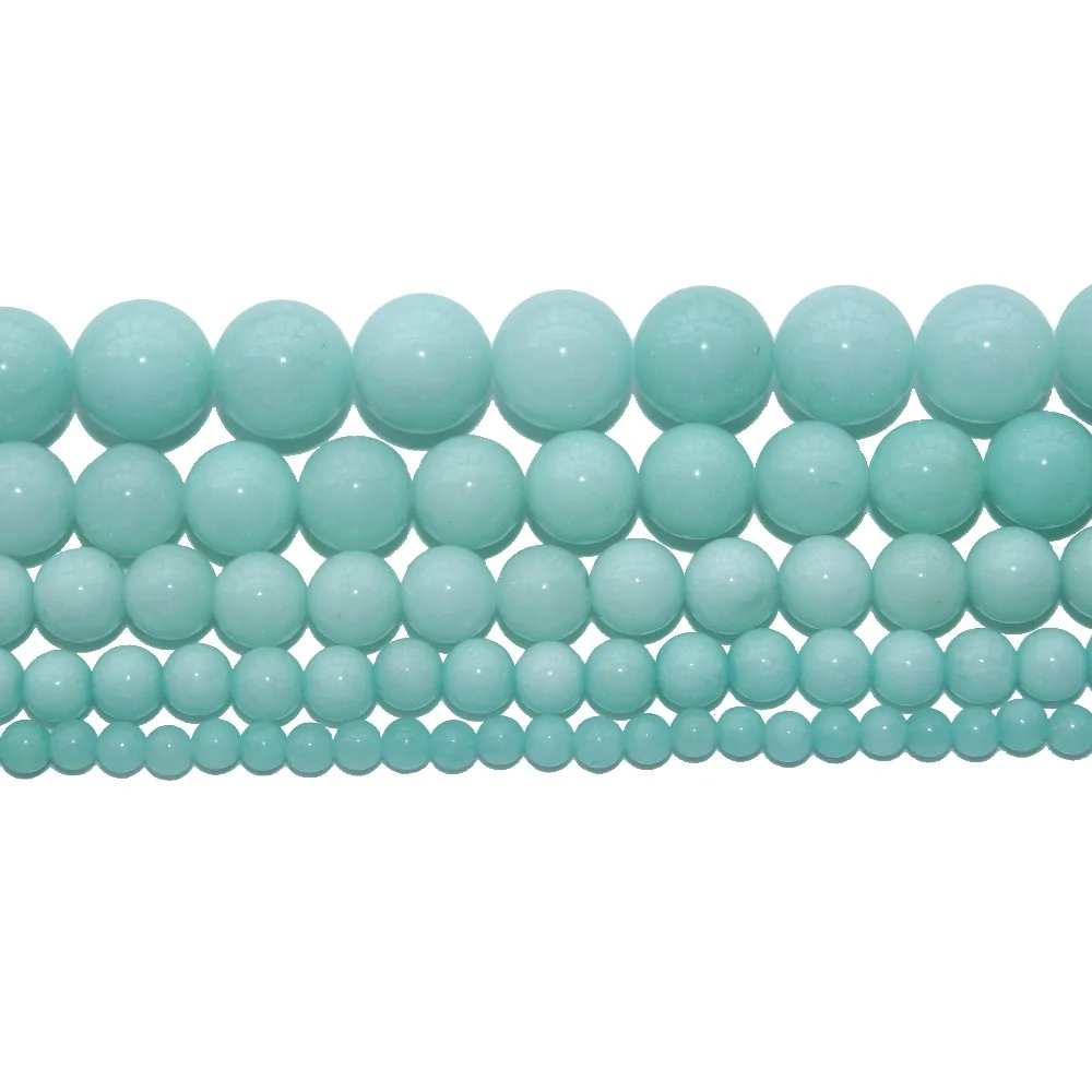 Оптовая продажа синий краситель Amazon натуральный камень круглые бусины 4 6 8 10 12 мм