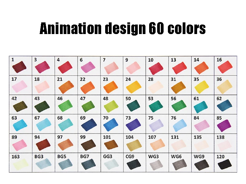 60 Animation design Художественный маркер 30/40/60/80/168 Цвета на спиртовой основе Ручки Маркеры двойная головка эскиз маркеры кисточки ручка для рисования манга дизайн товары для рукоделия - Цвет: 60 Animation design