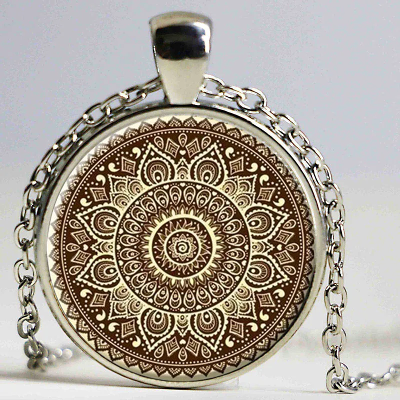 Ожерелье из стекла и кабошона для йоги бронзовое серебряное ожерелье женщин