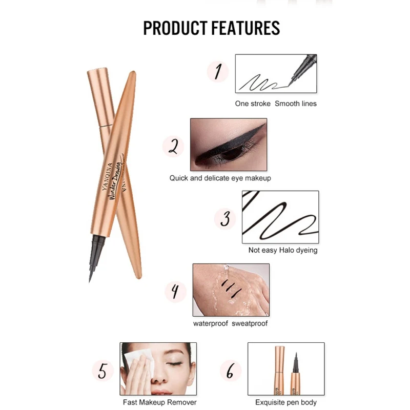 Золотой Трубки Eye Liner прохладный черный быстросохнущая Водонепроницаемый Черный